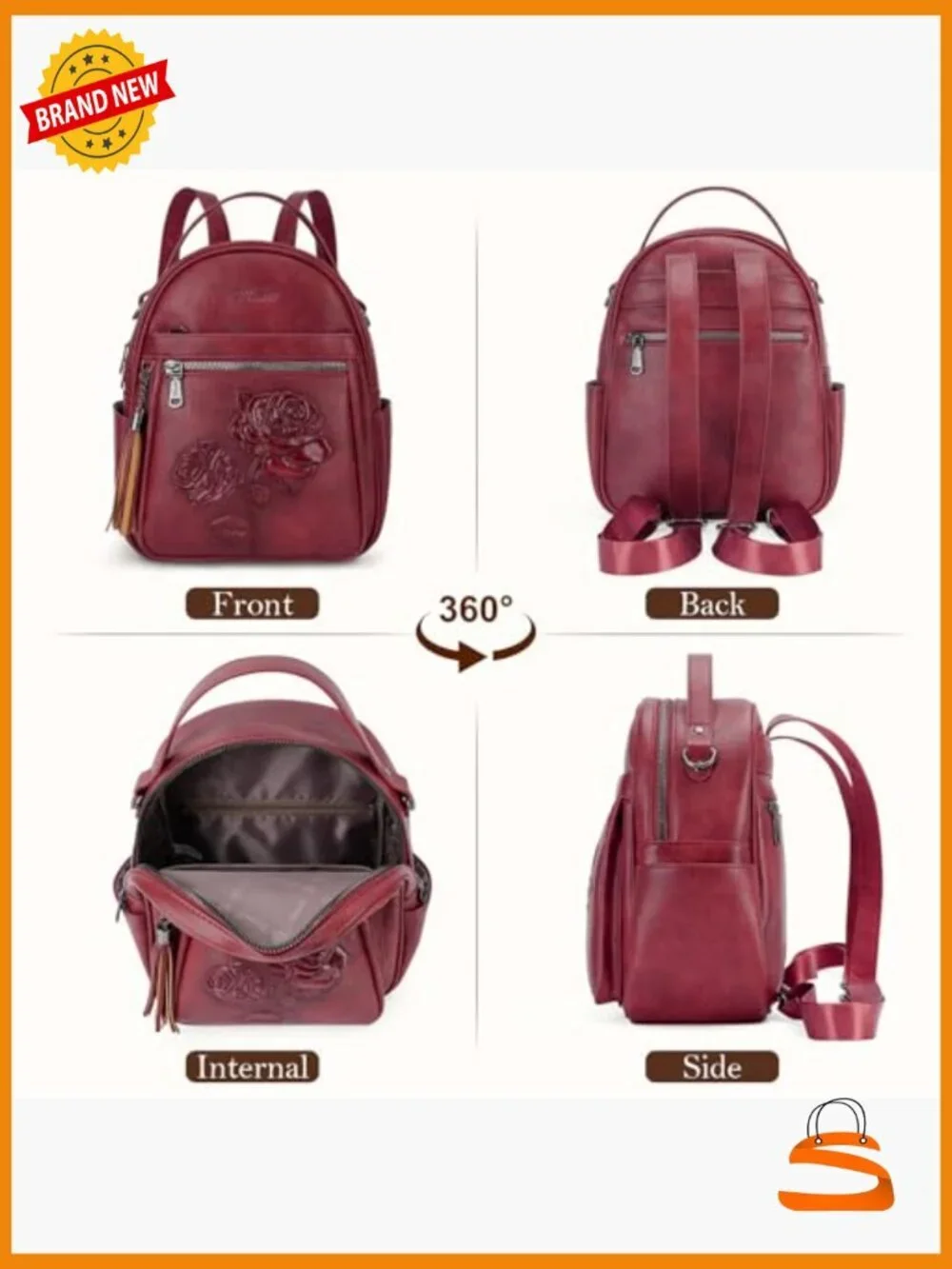 Mini Embossed Vegan Leather Backpack Purse Fashion Daypack Shoulder Handbag